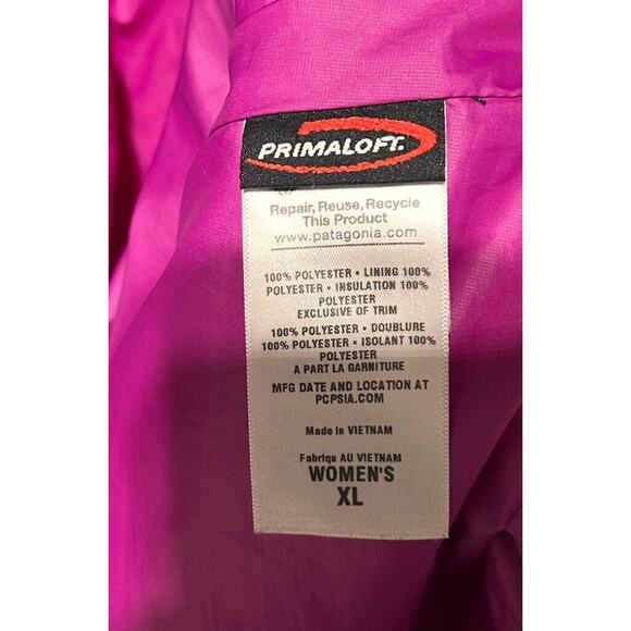 Patagonia Primaloft 1/2 Zip Pullover Women’s XL Pink Long Sleeve Quilted Jacket - Picture 8 of 8